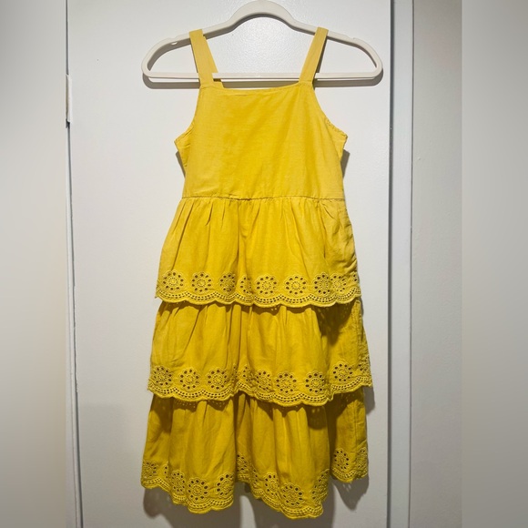 NWOT Old Navy Sleeveless Tiered Eyelet Dress for Girls in Yellow - Picture 3 of 4